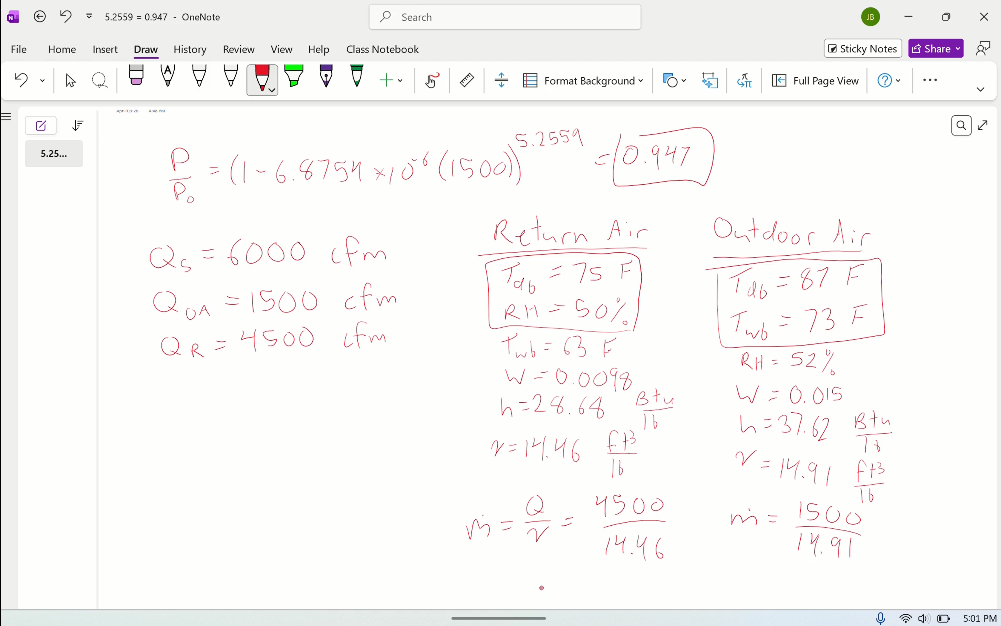 Psychrometrics Full Example